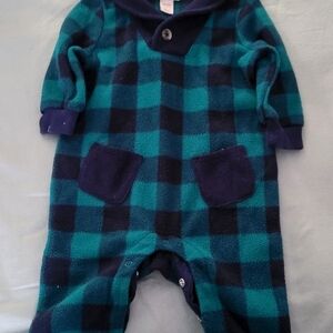 Cat & Jack Blue and Green Plaid Footie